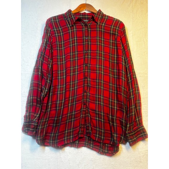 Lauren Ralph Lauren Tops - Lauren Ralph Lauren Red Plaid Button-Down Shirt